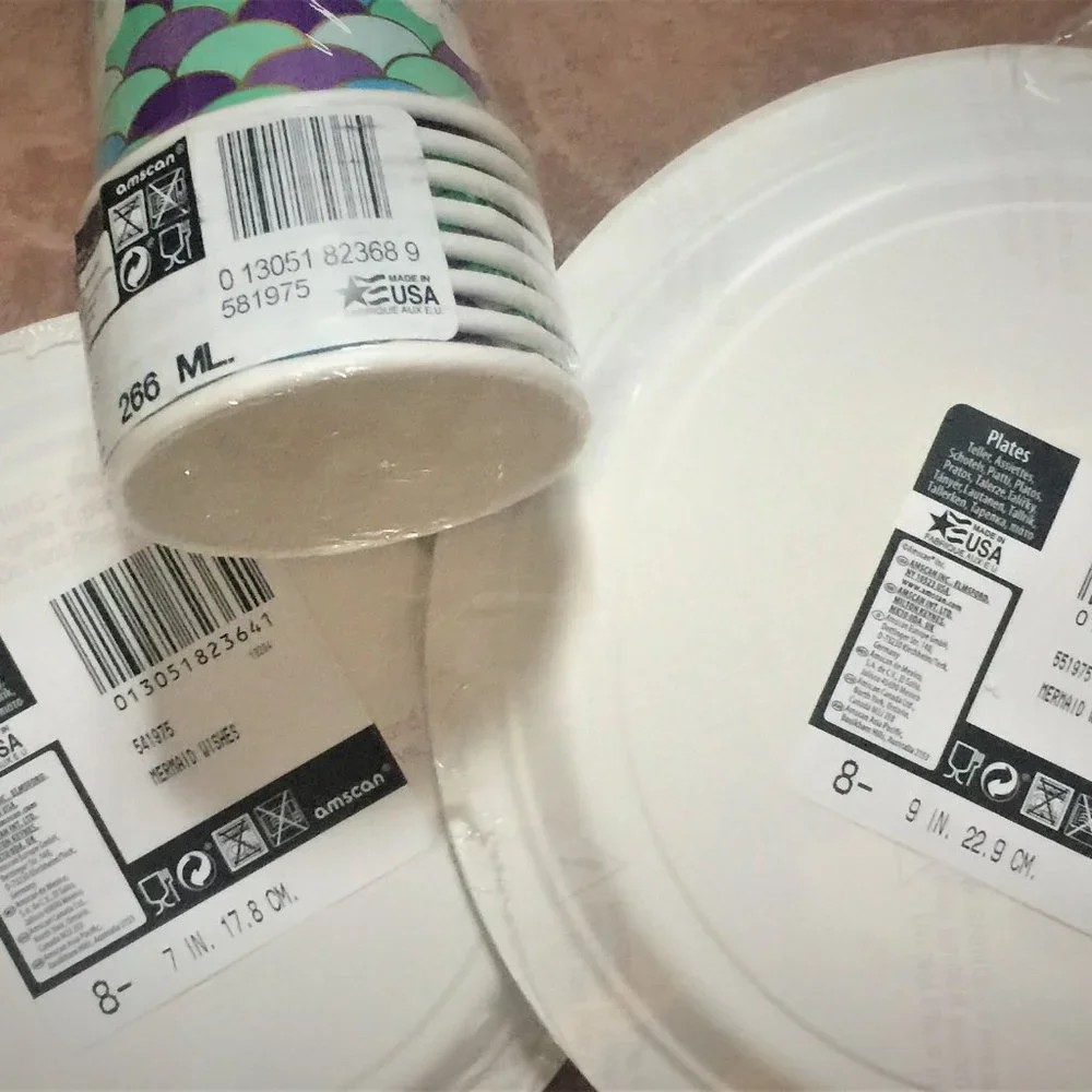 Mermaid Party for 24 Cups 24 Dinner & 24+ Dessert Plates 